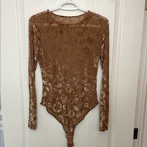 Elegant Mesh Velvet Floral Bodysuit